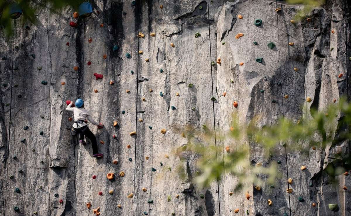 Climber on Rock Wall
